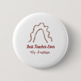 Peach marron glitter rainbow teacher appreciation button
