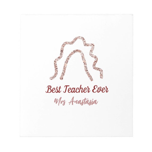 Peach marron glitter rainbow teacher appreciation  notizblock (Vorderseite)