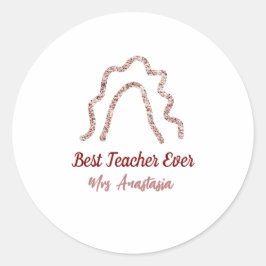 Peach marron glitter rainbow teacher appreciation runder aufkleber