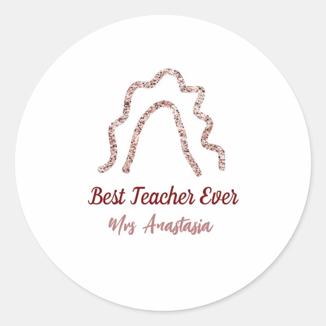 Peach marron glitter rainbow teacher appreciation  runder aufkleber (Vorderseite)