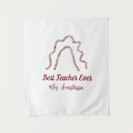 Peach marron glitter rainbow teacher appreciation wandteppich