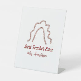 Peach marron Glitzer Regenbogenlehrer Wertschätzun Sockelschild
