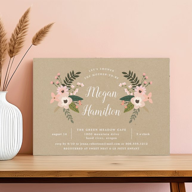 Peach Meadow Kraft Baby shower Invitation (Créateur téléchargé)