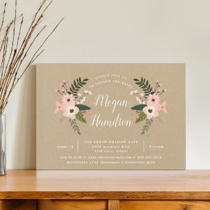 Peach Meadow Kraft Bridal Dusche Einladung