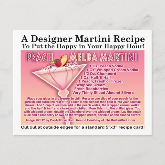 Peach Melba Martini Rezept Postkarte (Vorderseite)