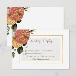 Peach Mimosa Blooms Blumenhochzeit RSVP Karte
