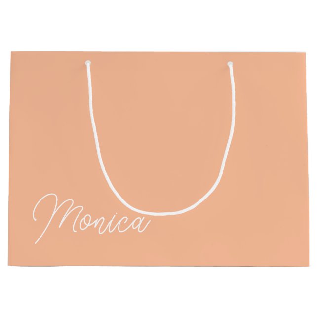 Peach Minimalistisch Monoline Calligraphy Bridesma Große Geschenktüte (Vorderseite)