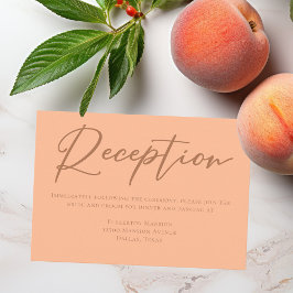 Peach Minimalistisch Script Summer Wedeption Begleitkarte