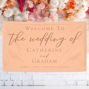Peach Minimalistisch Typografie Herzlich willkomme Banner