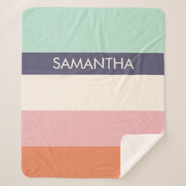 Peach Mint Moderne Farbblöcke Streifen personalisi Sherpadecke
