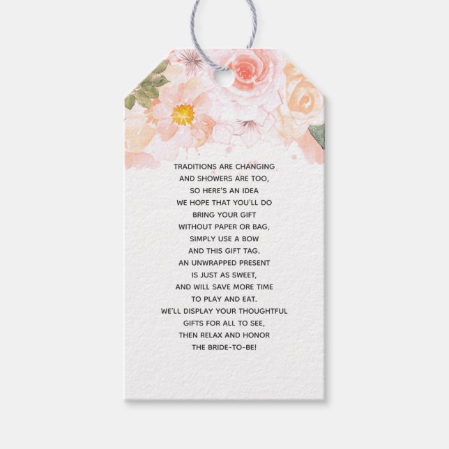 Peach Mint Succulent Bloral Bridal Display Dusche Geschenkanhänger (Vorderseite)