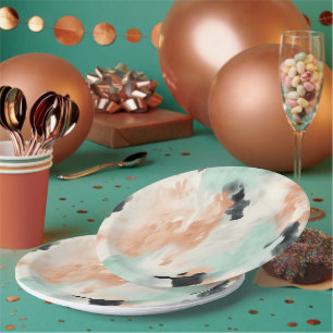 Peach Minze Cream Western Cowhide Pappteller