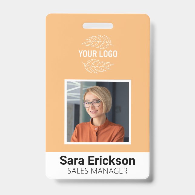 Peach Modern ID Card Business Mitarbeiter Ausweis (Vorderseite)