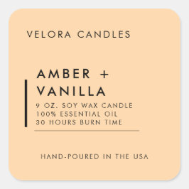 Peach Modern Minimalistisch Candle Label Aufkleber