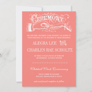 Peach Modern Typography Chalkboard Invitations