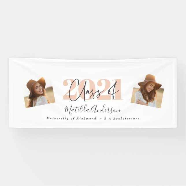 Peach modernen Multi-Foto Pastell modernen Abschlu Banner (Horizontal)
