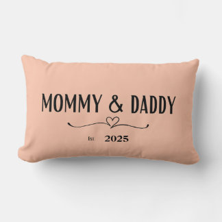 Peach Mommy & Daddy Est. Année Coussin