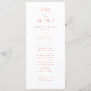 Peach Monogram Wedding Menükarte