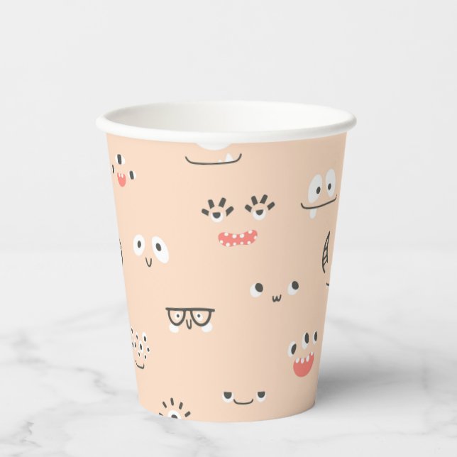 Peach Monster Eyes Partys Cup Pappbecher (Vorderseite)