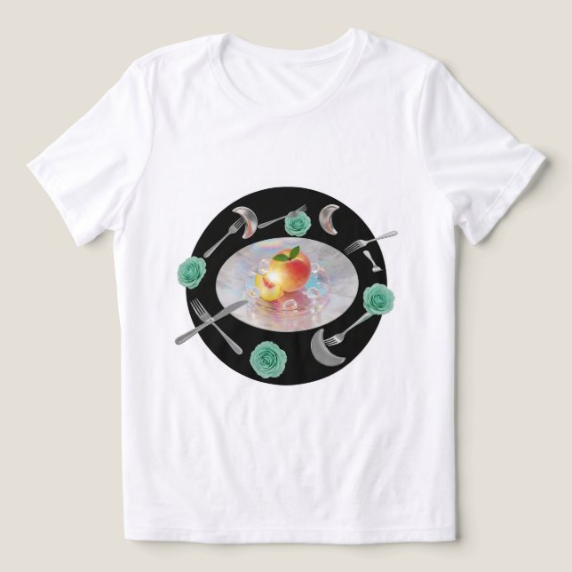 Peach & Moon Dinner T-Shirt 🍑 🌙 Tri-Blend Shirt (Design Vorderseite)