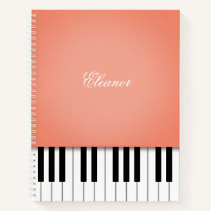 Peach Music Keyboard Custom Notebook Notizbuch