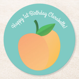 Peach Niedlich Kid's Geburtstagsparty Runder Pappuntersetzer