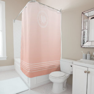 Peach Ombre Monogramme Douche Rideau