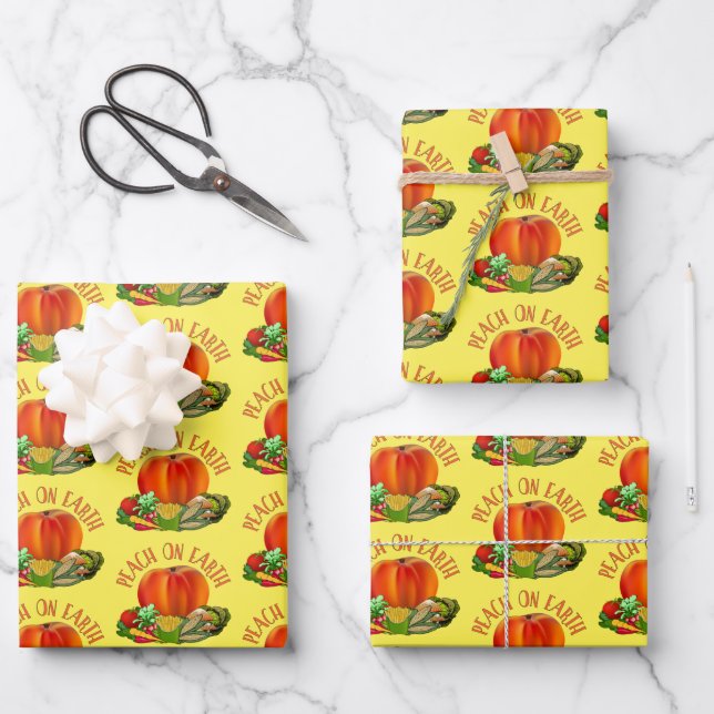 Peach on Earth Funny Christmas Geschenkpapier Set (Vorderseite)