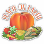Peach on Earth Funny Christmas Puff Aufkleber<br><div class="desc">Pfirsich auf der Erde, Goodwill zu allen Früchten und Gemüse. Aha, all diese Jahre dachten Sie, es sei Weltfrieden, etc. OK, das ist auch eine Sache. Aber wenn man das "h" in ein "e" ändert, hat man eine völlig alternative, sonnige Möglichkeit, einen Weihnachtsgrüße zu senden oder zu sagen, der speziell...</div>
