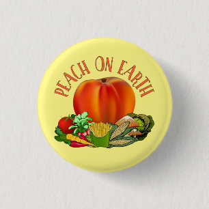 Peach on Earth Funny Christmas Pup Button