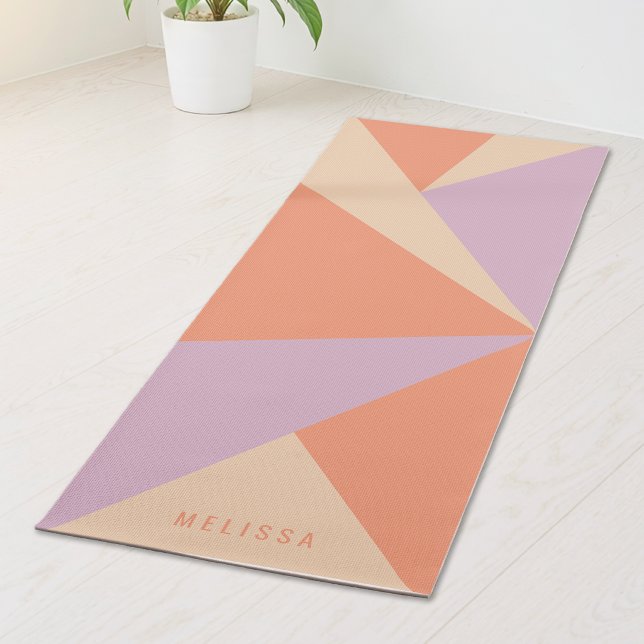 Peach Orange And Lavender Triangle Color Blocks Yogamatte (Von Creator hochgeladen)