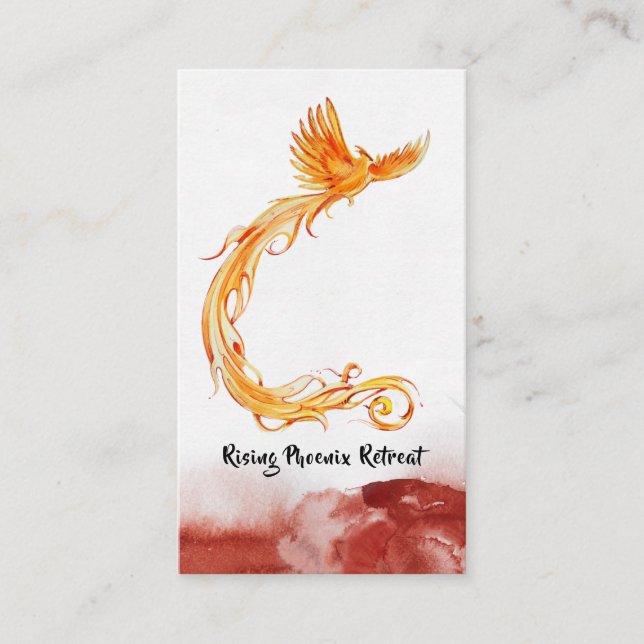 *~* Peach Orange Burgund Red Phoenix Flammen Visitenkarte (Vorderseite)