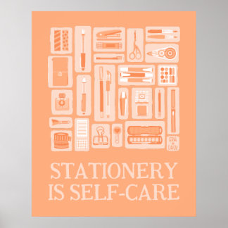 Peach Orange Creative Tools Illustration Self Care Poster