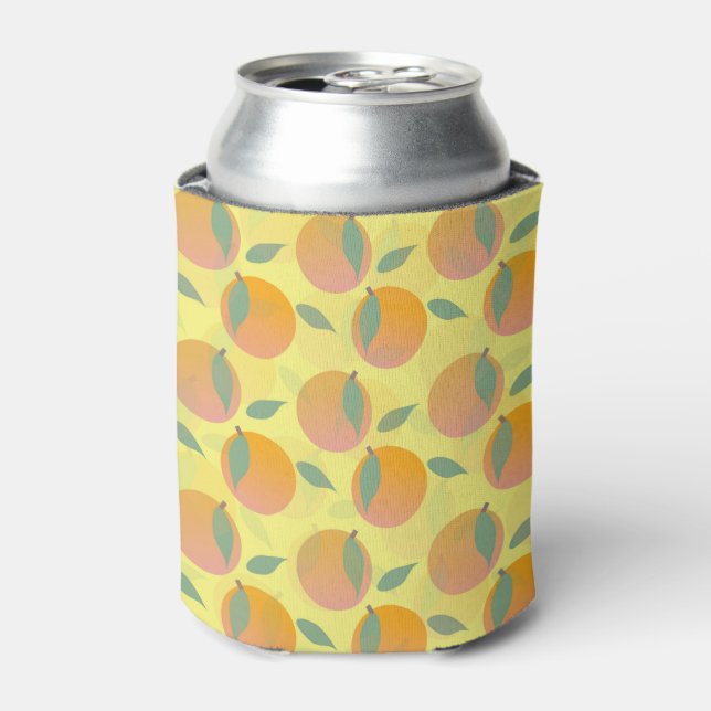 Peach Orange Fruchtmuster Pink Dosenkühler (Kanne Vorderseite)