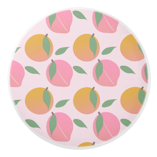 Peach Orange Fruchtmuster Pink Keramikknauf (Vorderseite)