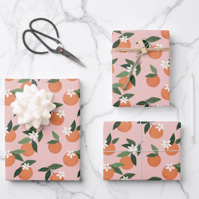 Peach Orange Juice Muster Geschenkpapier Set (Vorderseite)