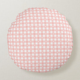 Peach Orange Karos Rundes Kissen