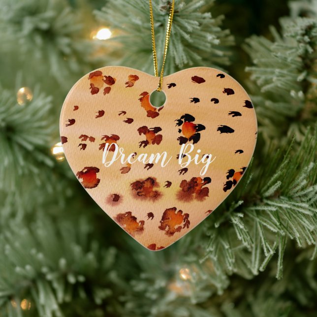 Peach Orange Leopard Druckfarbe Keramik Ornament (Baum)