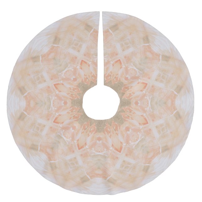 Peach Orange Mandala Polyester Weihnachtsbaumdecke (Vorderseite)