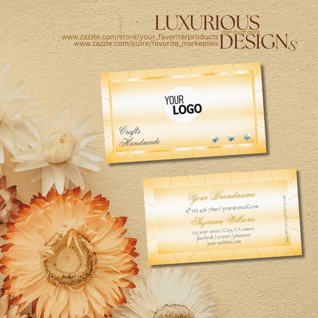 Peach Orange mit Diamanten und Logo-Glamour Visitenkarte (Von Creator hochgeladen)