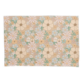 Peach Orange Pink Grau Floral Kissenbezug