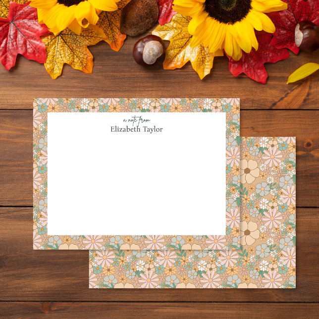 Peach Orange Pink Grau Floral Mitteilungskarte (Von Creator hochgeladen)