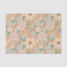 Peach Orange Pink Grau Floral Seidenpapier