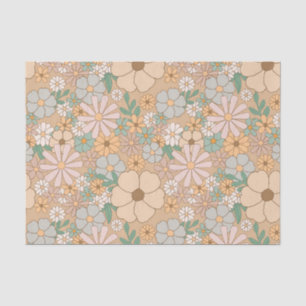 Peach Orange Pink Grau Floral Seidenpapier