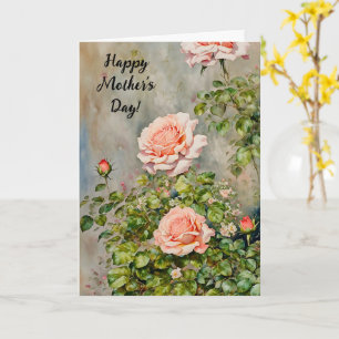 Peach Orange Rose Art Mother's Day Card Karte