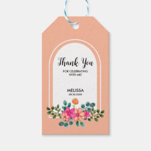 Peach Orange Spring Flora Grüne Vielen Dank Geschenkanhänger