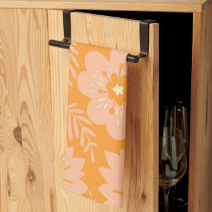Peach Orange Tropical Floral Botanischer Sommer Geschirrtuch
