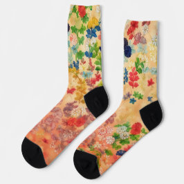 Peach Orange Vintag Style Blume Socken