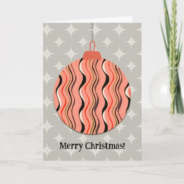 Peach Orange Vintage Weihnachtskarte Karte (Vorderseite)