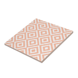Peach Orange White Ikat Mosaik Art Pattern Fliese